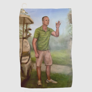 Golfing guy freak out Golf Towel