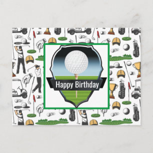 Golfing Happy Birthday Postcard