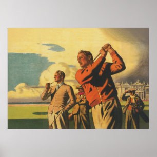Golfing in Scotland, Vintage Golf Poster