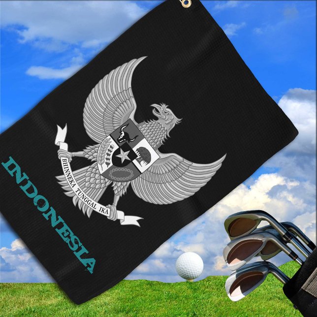 Golfing Indonesia & Indonesian coat of arms / flag Golf Towel (Creator Uploaded)