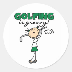 Golfing is Groovy Classic Round Sticker