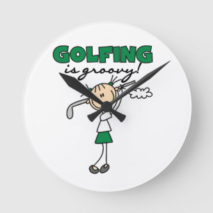 Golfing is Groovy Round Clock