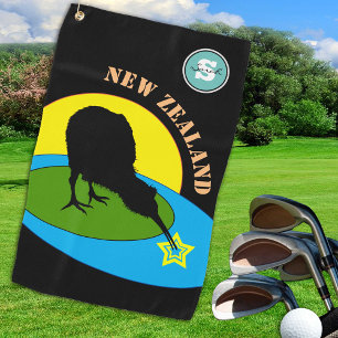 Golfing Kiwi Bird & New Zealand Sports Golf Towel