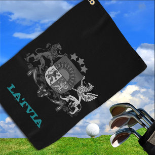 Golfing Latvia & Latvian coat of arms / flag Golf Towel