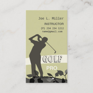 Golfing Man with Puck Golf Instructor Coach Business Card