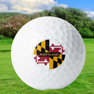 Golfing Maryland & Maryland Flag / USA Golf Ball
