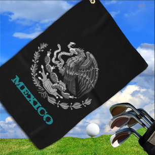 Golfing Mexico & Mexican Eagle coat of arms / flag Golf Towel