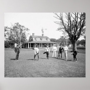Golfing on Shelter Island, 1904. Vintage Photo Poster