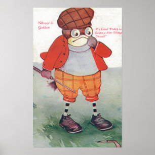 Golfing Owl Noting Silence is Golden Poster