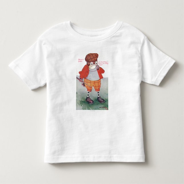 Golfing Owl Noting Silence is Golden Toddler T-Shirt (Front)