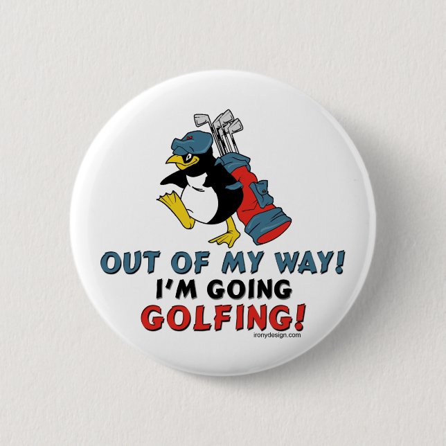 Golfing Penguin 6 Cm Round Badge (Front)