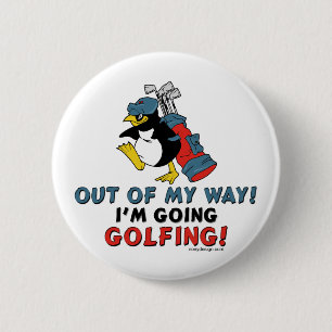 Golfing Penguin 6 Cm Round Badge