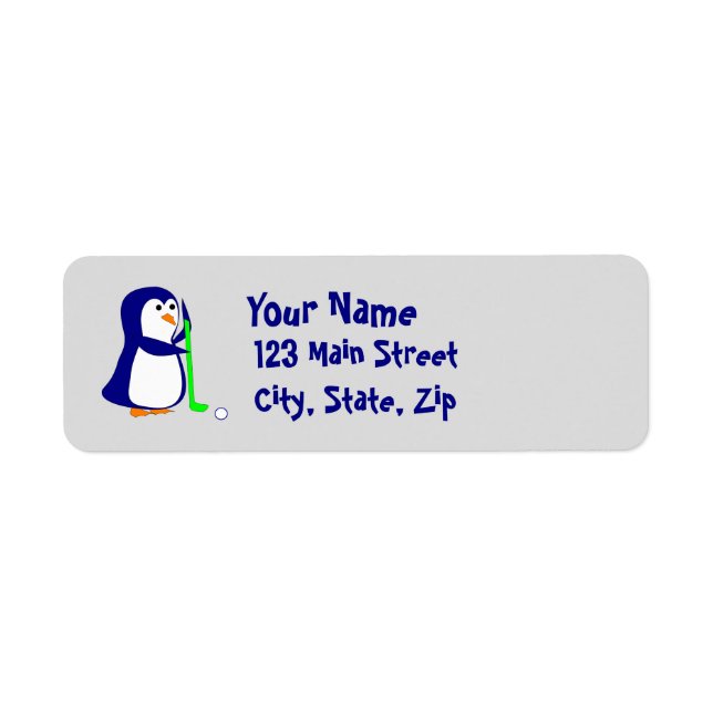 Golfing Penguin Return Address Label (Front)
