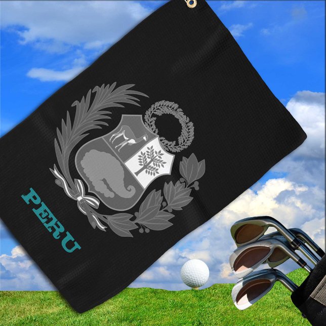 Golfing Peru & Peruvian coat of arms / flag Golf Towel (Creator Uploaded)