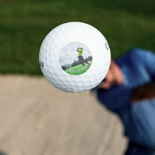 Golfing Photo Dad Name Monogram Golf Balls