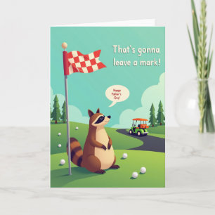 Golfing Racoon Fathers Day Card