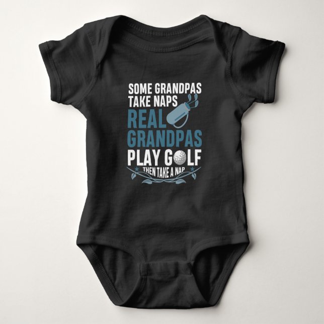 Golfing Real Grandpas Play Golf Nap Grandfather Baby Bodysuit (Front)