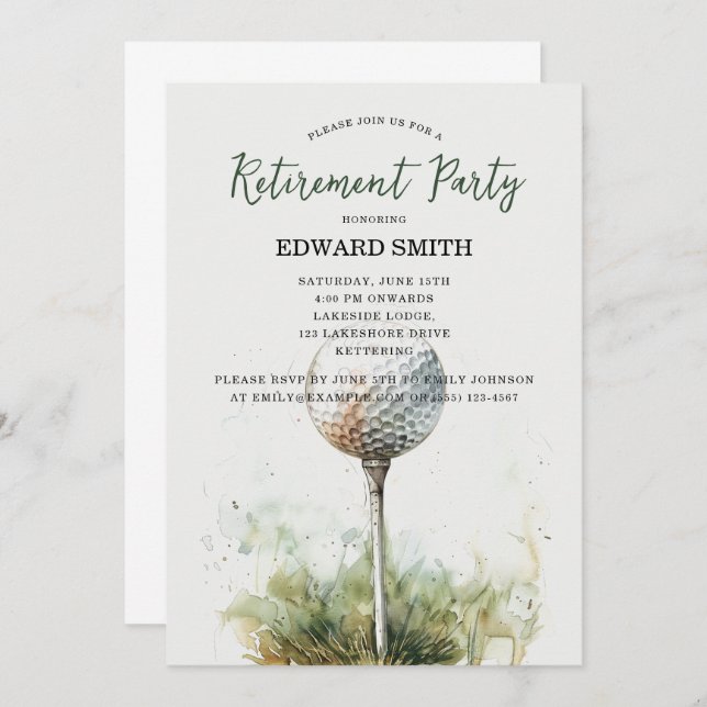 Golfing Retirement Party Invitation (Front/Back)