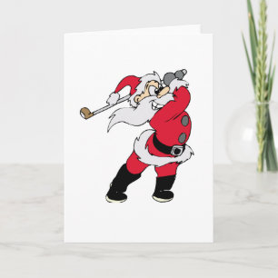 Golfing Santa Christmas Holiday Card