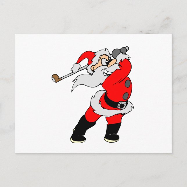 Golfing Santa Holiday Postcard (Front)