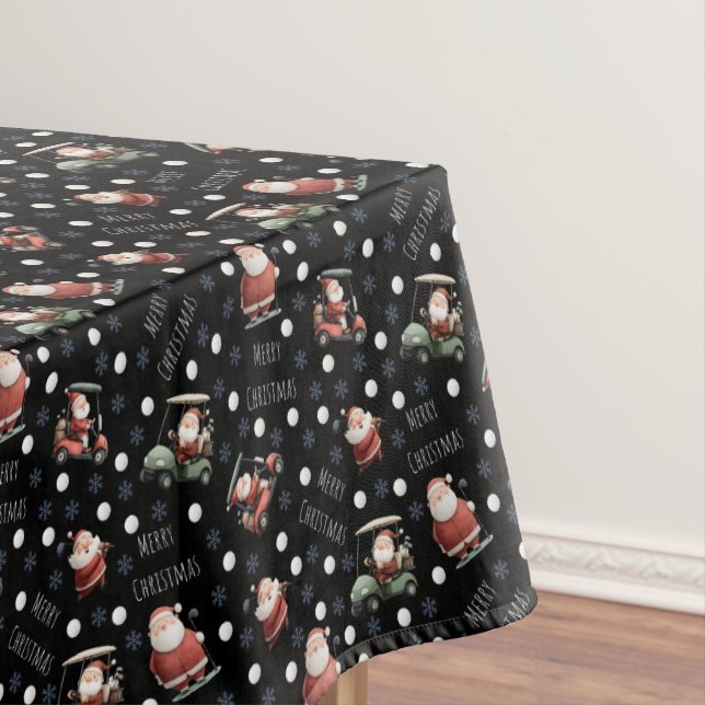 Golfing Santa on Black Tablecloth (In Situ)