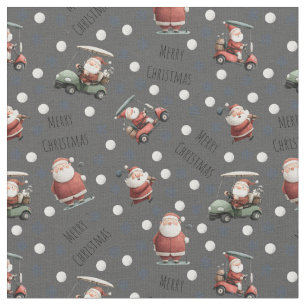 Golfing Santa on Dark Grey Fabric