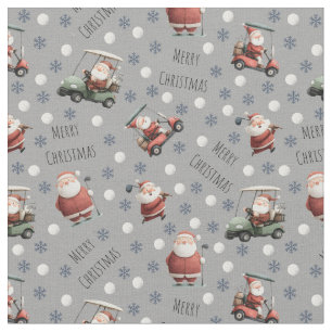 Golfing Santa on Grey Fabric