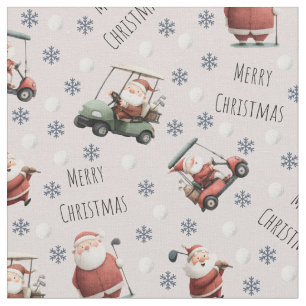 Golfing Santa on Pale Pink Fabric