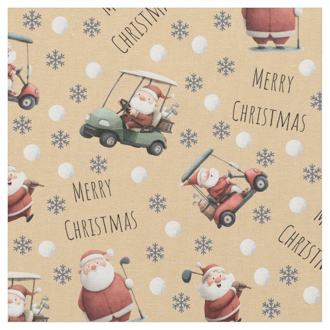 Golfing Santa on Sand Fabric (Close Up)