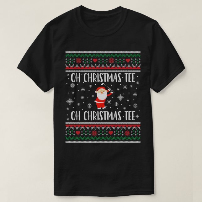 Golfing Santa Ugly Christmas Tee Golf Golfer  (Design Front)