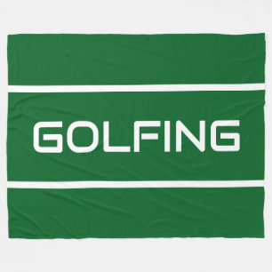 GOLFING Sleek White Text Stripes On Deep Green Fleece Blanket