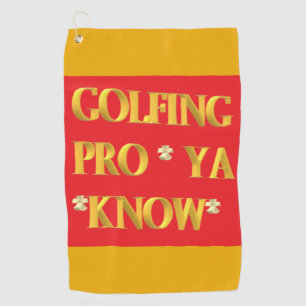 Golfing sports design red and gold large text golf towel