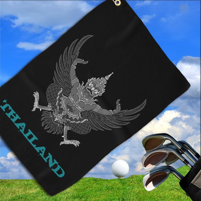 Golfing Thailand & Thai coat of arms / flag Golf Towel (Creator Uploaded)