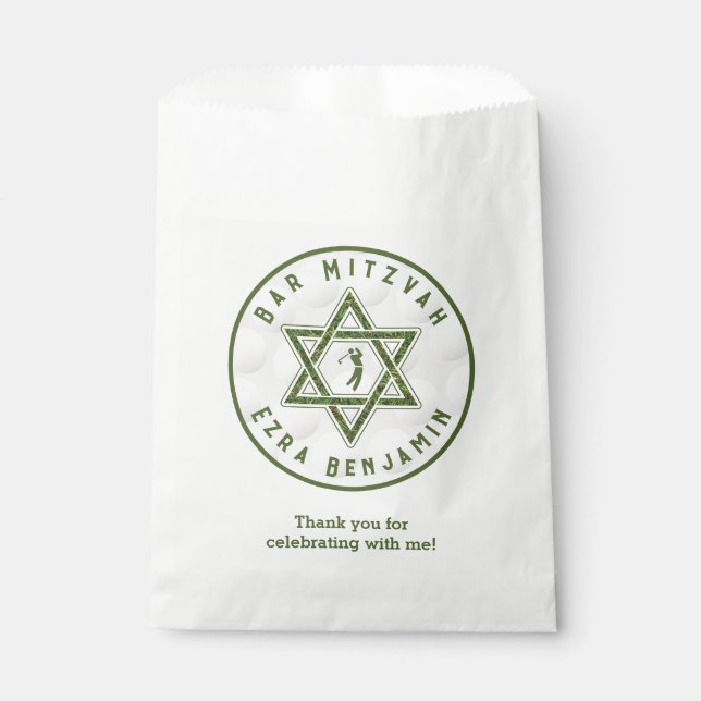 Golfing Theme Golf Bar Mitzvah Favour Bag (Front)