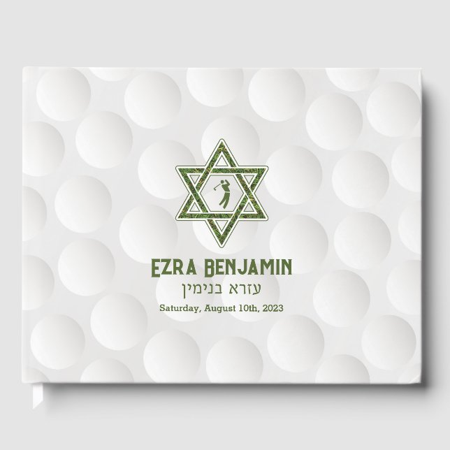 Golfing Theme Golf Bar Mitzvah Guest Book (Front)