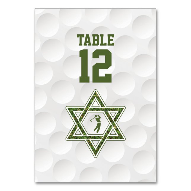 Golfing Theme Golf Bar Mitzvah Table Number (Front)