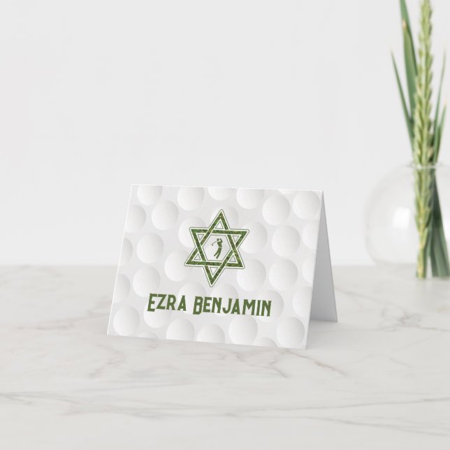 Golfing Theme Golf Bar Mitzvah Thank You Card (Front)
