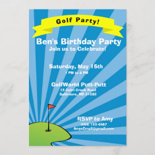 Golfing Themed Birthday Party Invitation