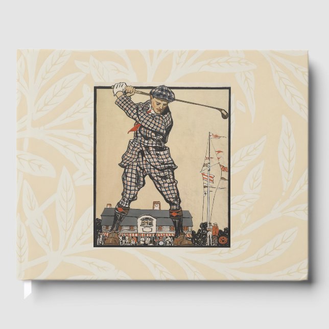 Golfing Through Time: Man Swinging Golf Club Guest Book (Front)