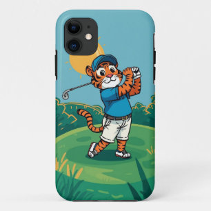 Golfing Tiger Cartoon Mobile Case