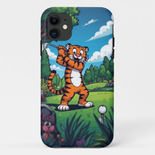Golfing Tiger Cartoon Mobile Case