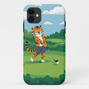 Golfing Tiger Cartoon Mobile Case