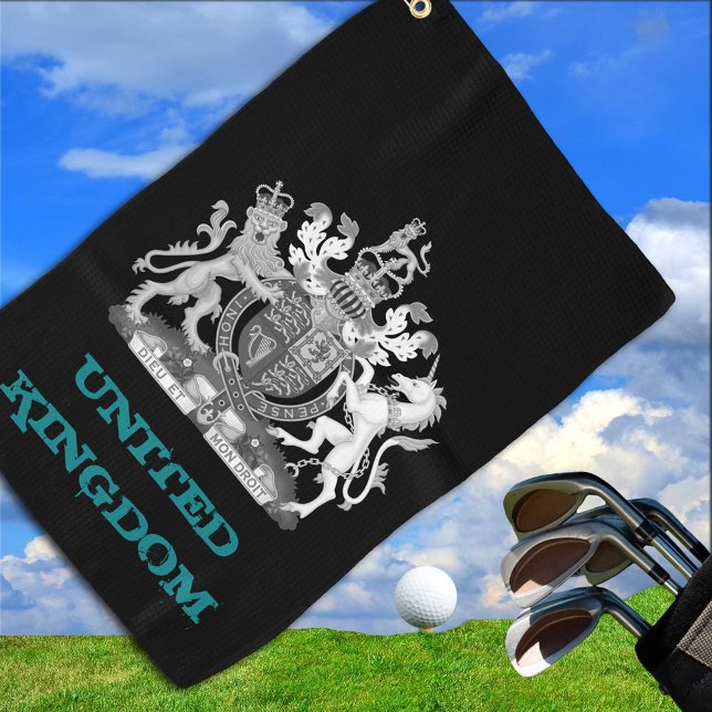Golfing United Kingdom, British coat of arms /flag Golf Towel (Creator Uploaded)