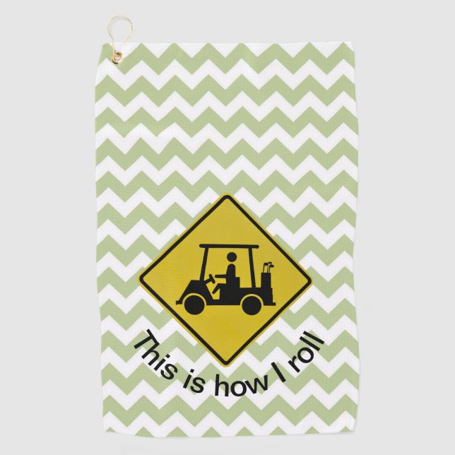 Golfing Yield Sign Green Chevron Golf Towel (Front)