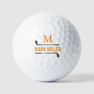 Golfplayer Cool Custom Orange Monogram Golf Balls