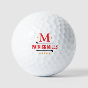 Golfplayer Custom Red Monogram Golf Balls