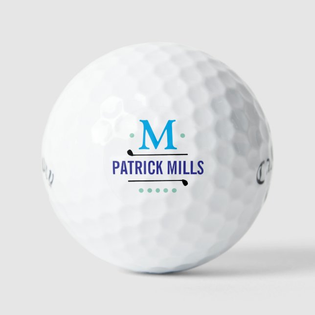 Golfplayers Custom Blue Monogrammed Golf Balls (Front)