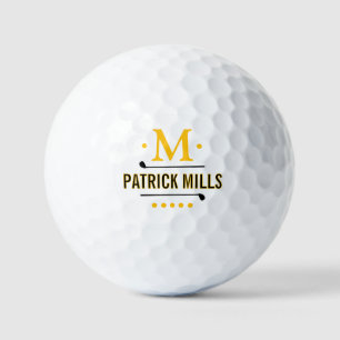 Golfplayer's Custom Elegant Yellow Monogram Golf Balls