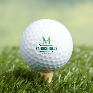 GolfPlayers Simple Elegant Green Monogram Golf Balls