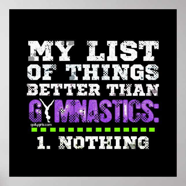 Golly Girls: List of Things Better Than Gymnastics Poster (Front)